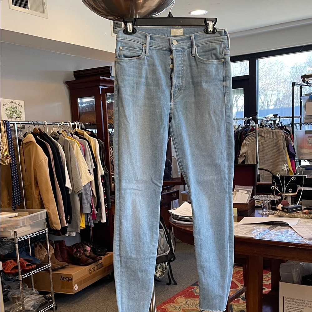 Mother The Stunner Ankle Fray Jeans Size 28 Crafty Side Wash Skinny Denim